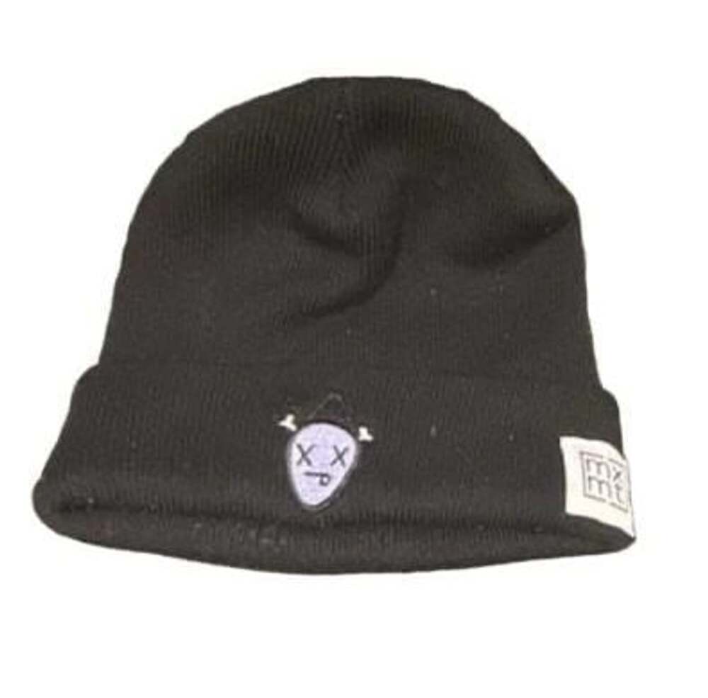 Max Mount Black Beanie with Embroidered Skull Patch
